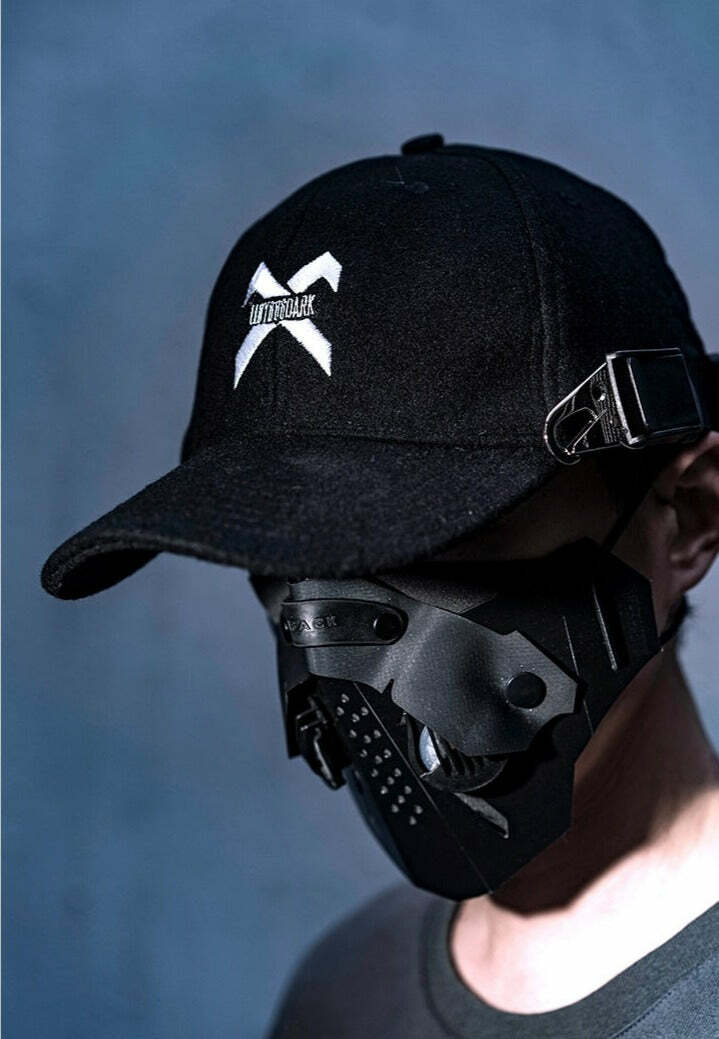 BXB Dark Utility Dad Hat - Y2K Grunge, 90s Fashion, Retro Style, Gothic Y2K, Y2K Club