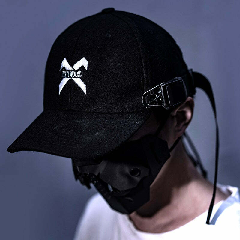 BXB Dark Utility Dad Hat - Y2K Grunge, 90s Fashion, Retro Style, Gothic Y2K, Y2K Club