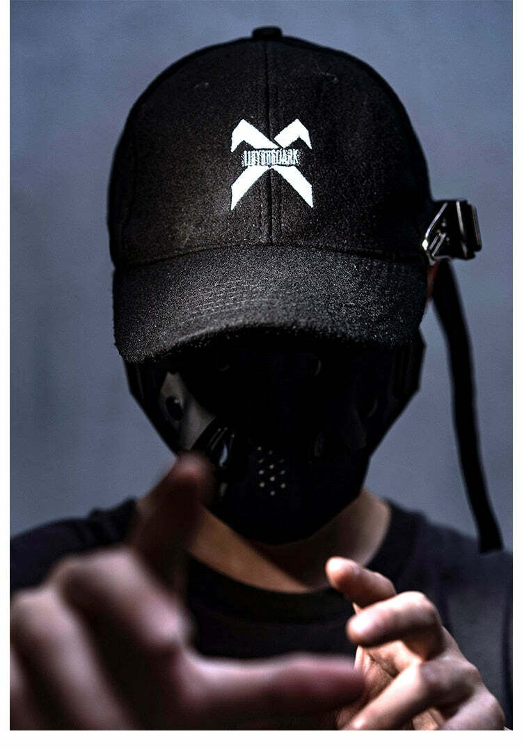 BXB Dark Utility Dad Hat - Y2K Grunge, 90s Fashion, Retro Style, Gothic Y2K, Y2K Club