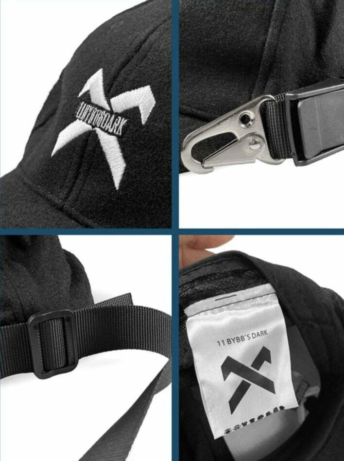 BXB Dark Utility Dad Hat - Y2K Grunge, 90s Fashion, Retro Style, Gothic Y2K, Y2K Club