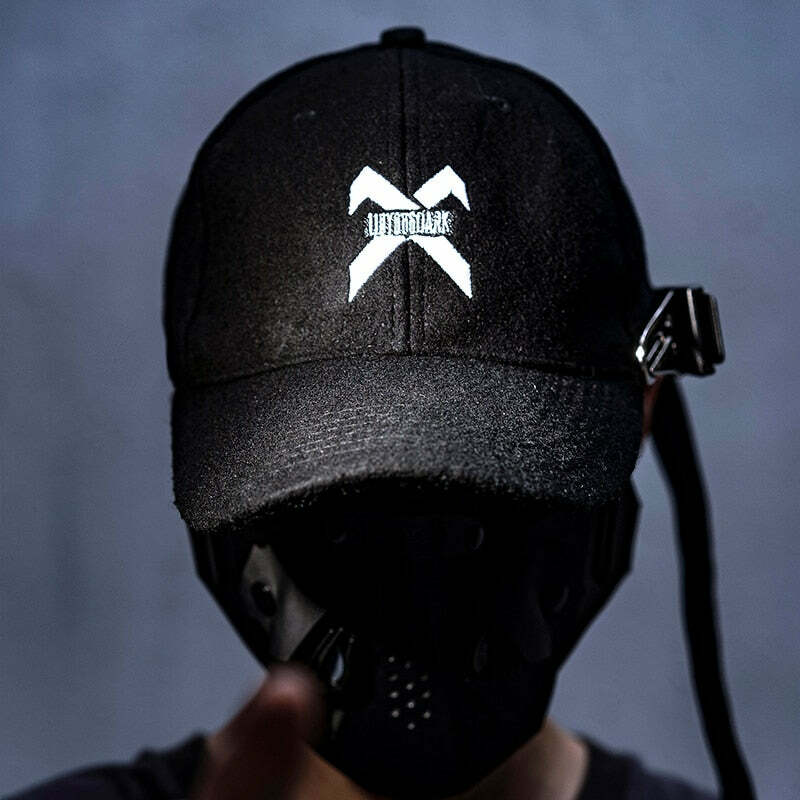 BXB Dark Utility Dad Hat - Y2K Grunge, 90s Fashion, Retro Style, Gothic Y2K, Y2K Club