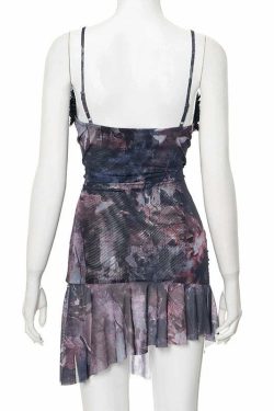 Caitlyn Deep Neck Mini Dress - Y2K Summer Grunge Outfit, 90s Fashion, Retro Style, Y2K Party Look