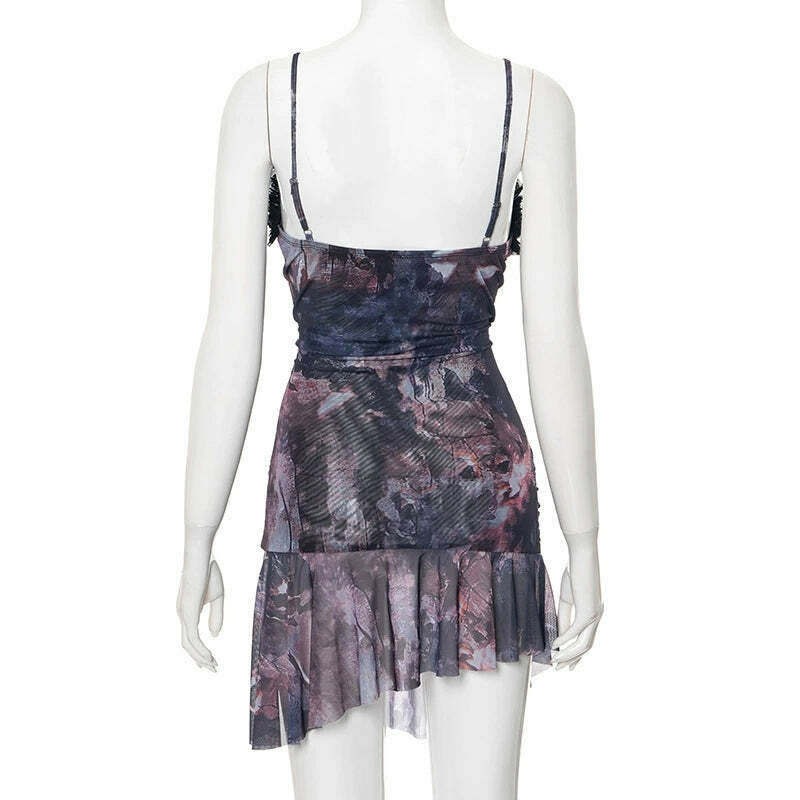 Caitlyn Deep Neck Mini Dress - Y2K Summer Grunge Outfit, 90s Fashion, Retro Style, Y2K Party Look