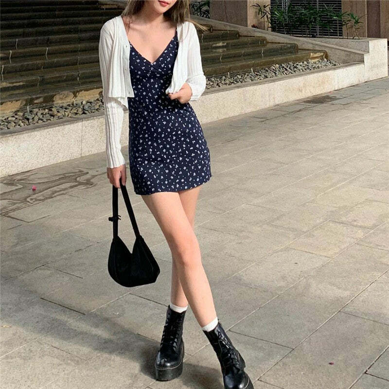 Caklarah Mini Dress - Y2K Summer Grunge Outfit, 90s Fashion, Retro Style, Pastel Goth Vibes