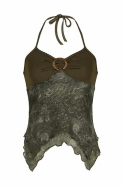 Calista Mesh Halterneck Top - Y2K Summer Grunge, 90s Retro, Pastel Goth, Y2K Party Outfit