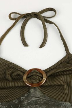 Calista Mesh Halterneck Top - Y2K Summer Grunge, 90s Retro, Pastel Goth, Y2K Party Outfit