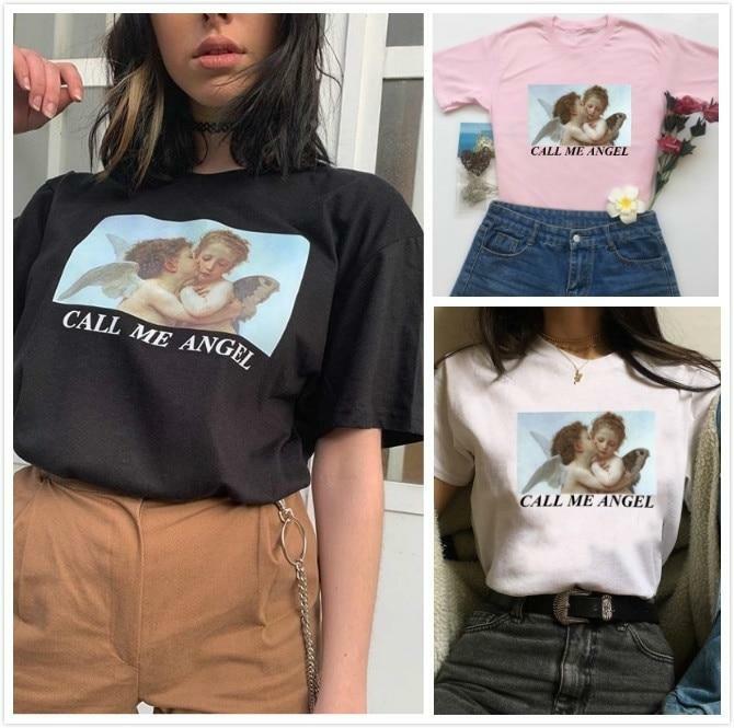 Call Me Angel Shirt - Y2K Summer Grunge, 90s Retro, Pastel Goth, Y2K Club & Party Outfits