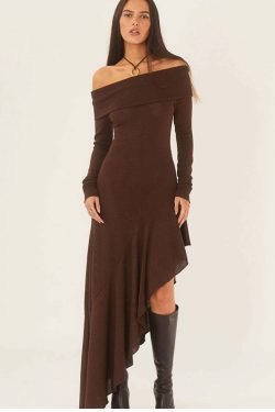 Camilia Off-Shoulder Midi Dress - Y2K Summer, 90s Fashion, Grunge, Retro, Pastel Goth, Party