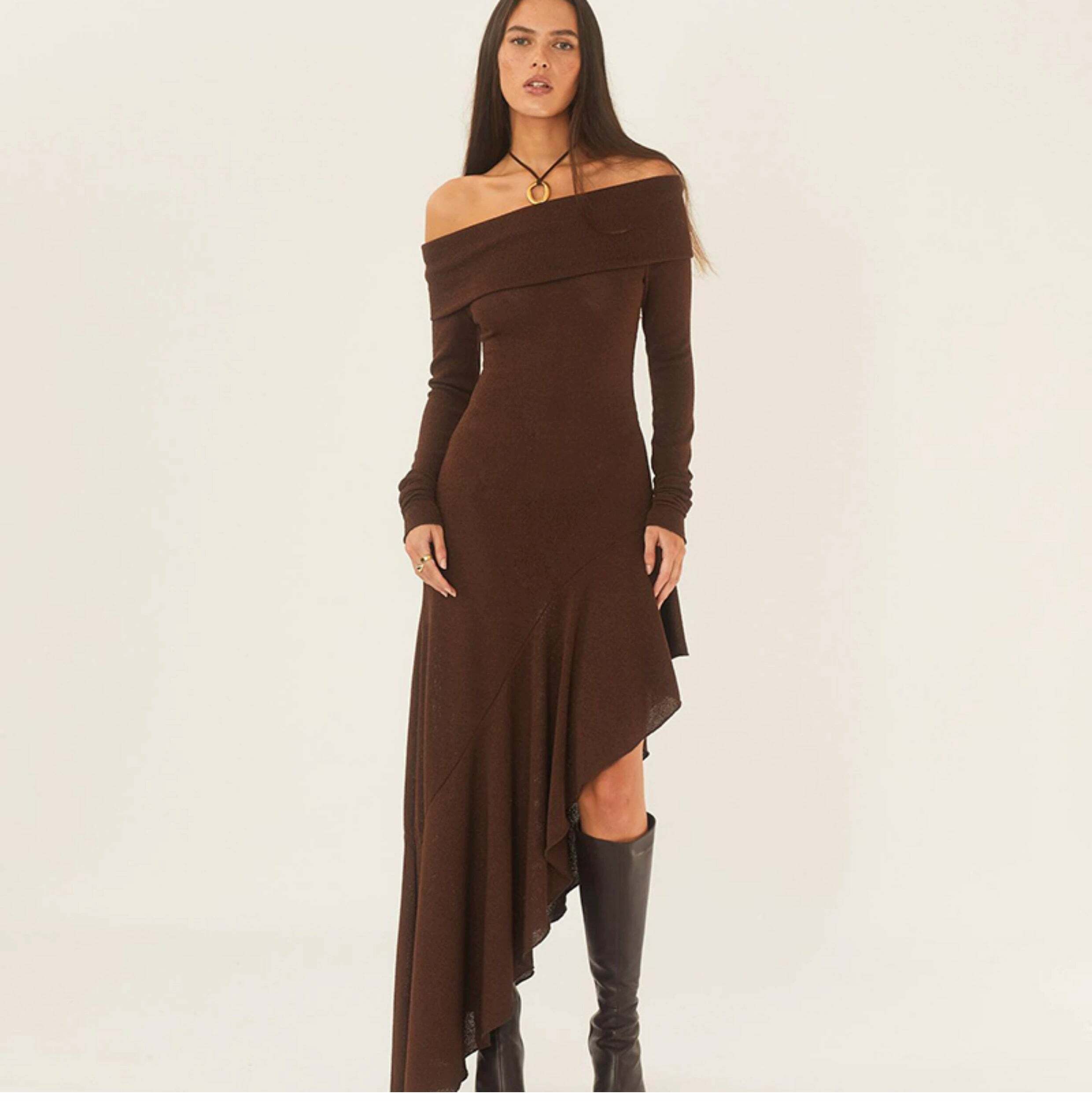 Camilia Off-Shoulder Midi Dress - Y2K Summer, 90s Fashion, Grunge, Retro, Pastel Goth, Party