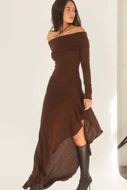 Camilia Off-Shoulder Midi Dress - Y2K Summer, 90s Fashion, Grunge, Retro, Pastel Goth, Party