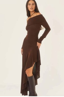 Camilia Off-Shoulder Midi Dress - Y2K Summer, 90s Fashion, Grunge, Retro, Pastel Goth, Party