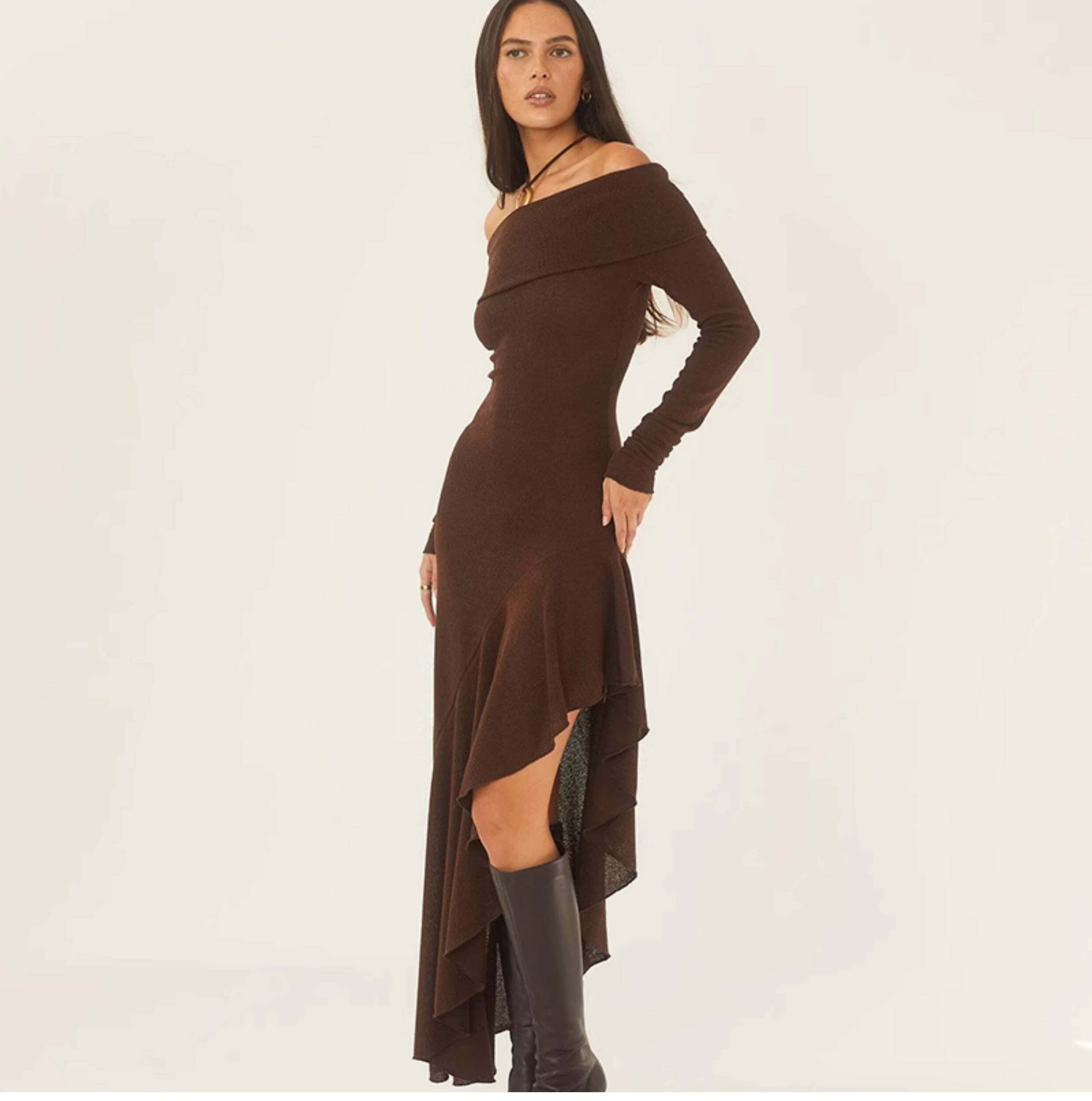 Camilia Off-Shoulder Midi Dress - Y2K Summer, 90s Fashion, Grunge, Retro, Pastel Goth, Party