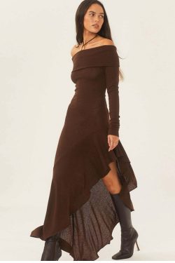 Camilia Off-Shoulder Midi Dress - Y2K Summer, 90s Fashion, Grunge, Retro, Pastel Goth, Party