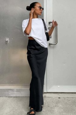 Carma Satin Maxi Skirt - Y2K Summer, 90s Grunge, Retro Style, Y2K Party & Club Outfits
