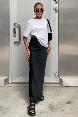 Carma Satin Maxi Skirt - Y2K Summer, 90s Grunge, Retro Style, Y2K Party & Club Outfits