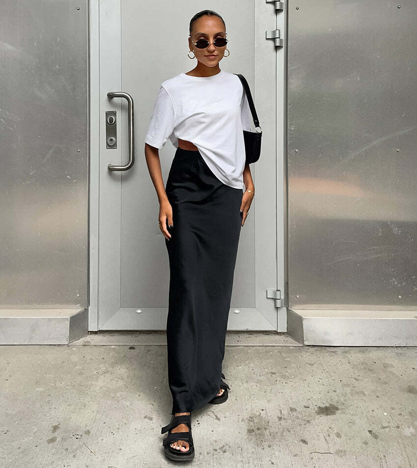 Carma Satin Maxi Skirt - Y2K Summer, 90s Grunge, Retro Style, Y2K Party & Club Outfits