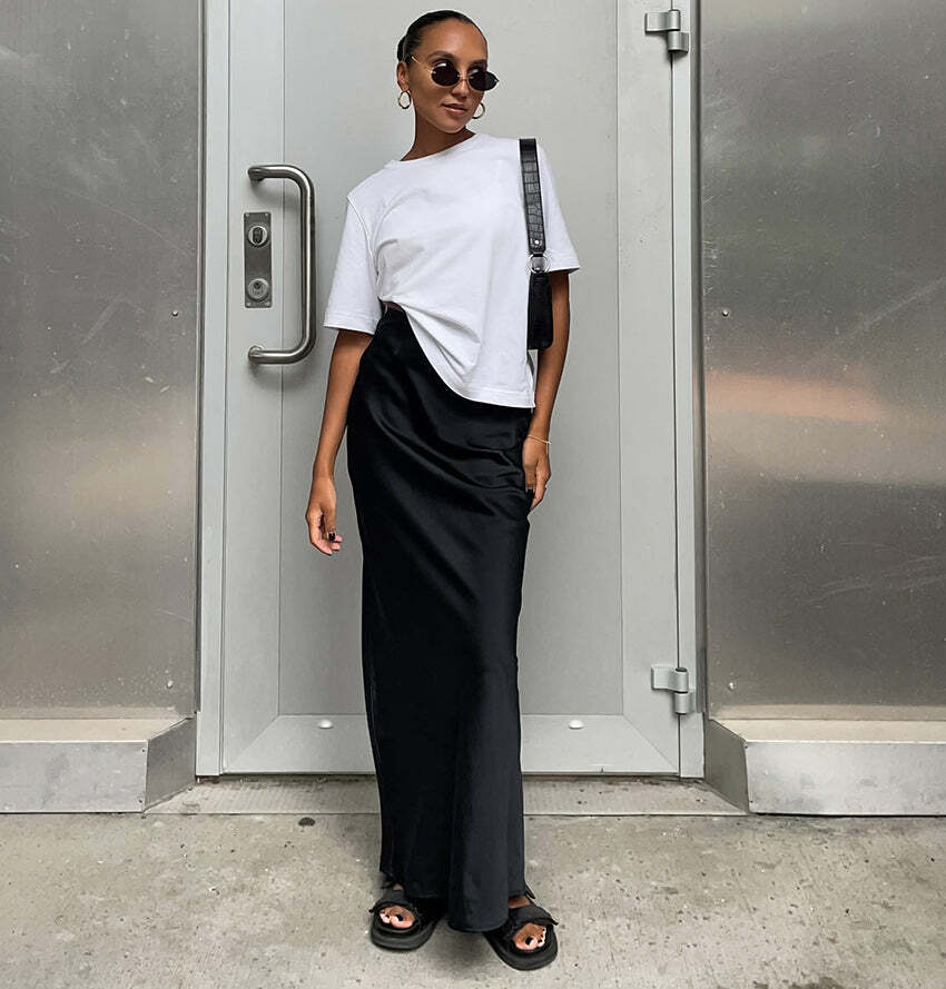 Carma Satin Maxi Skirt - Y2K Summer, 90s Grunge, Retro Style, Y2K Party & Club Outfits