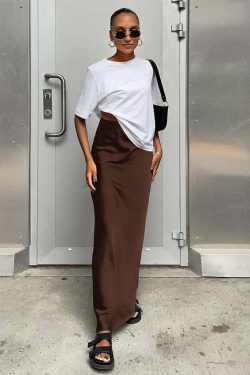 Carma Satin Maxi Skirt - Y2K Summer, 90s Grunge, Retro Style, Y2K Party & Club Outfits