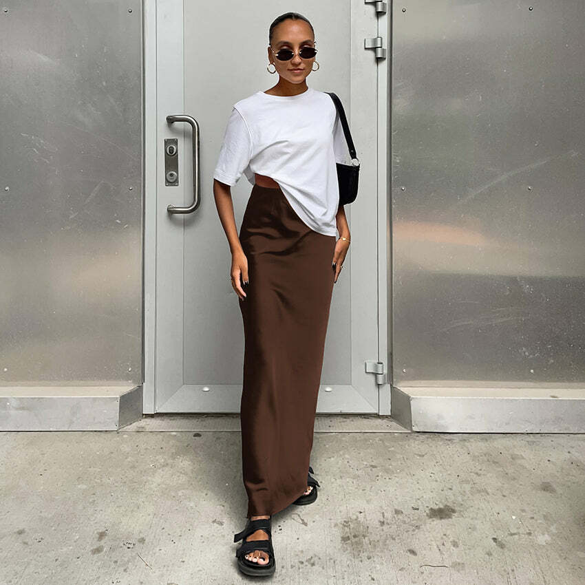 Carma Satin Maxi Skirt - Y2K Summer, 90s Grunge, Retro Style, Y2K Party & Club Outfits