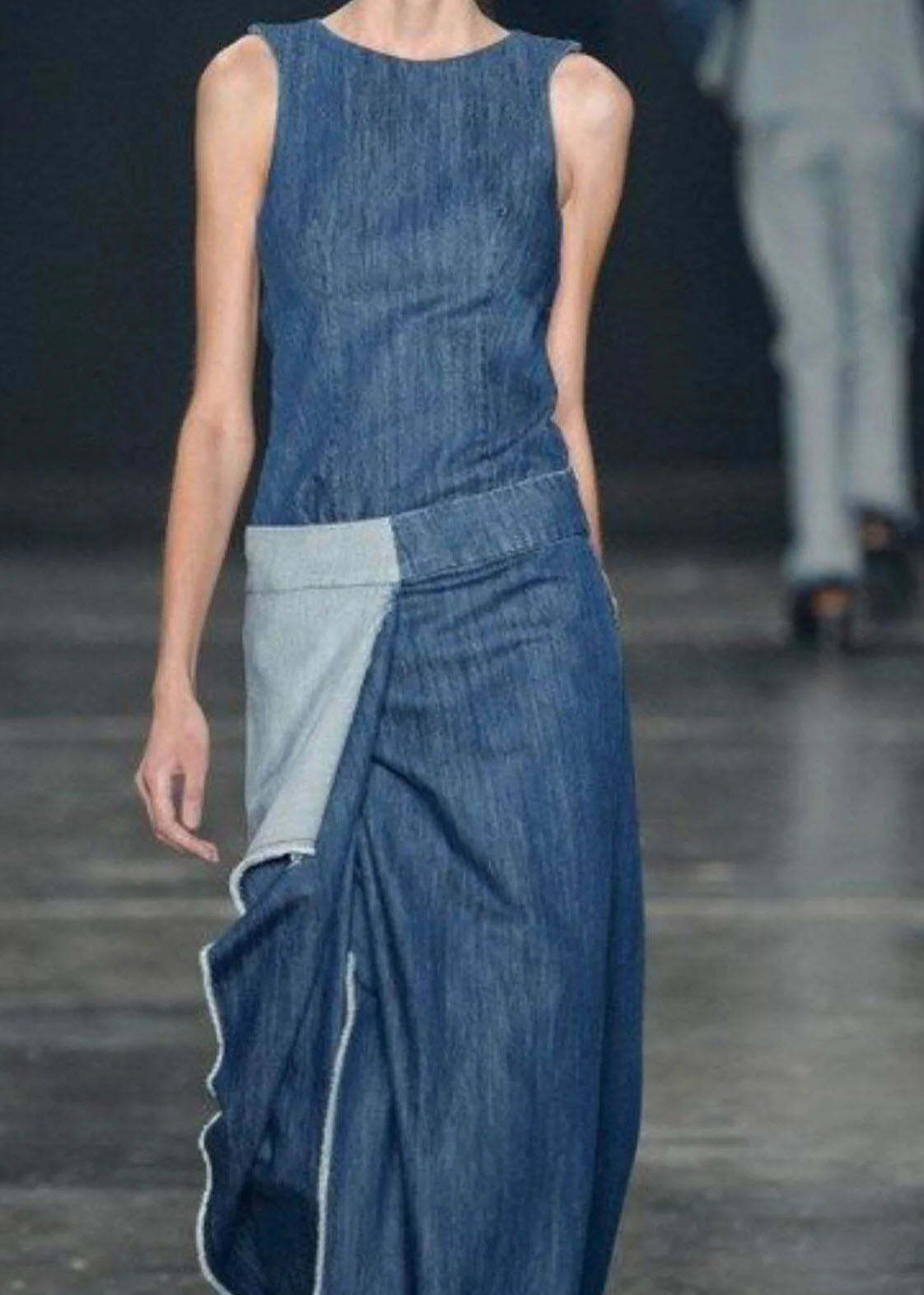 Casual Blue Ruffled Patchwork Denim Dress - Sleeveless Y2K Summer Outfit, 90s Grunge Fashion