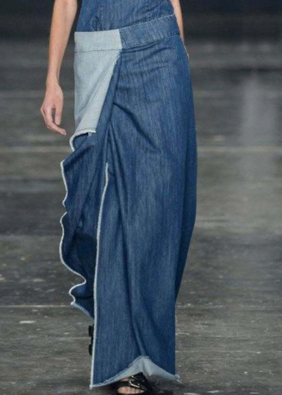 Casual Blue Ruffled Patchwork Denim Dress - Sleeveless Y2K Summer Outfit, 90s Grunge Fashion