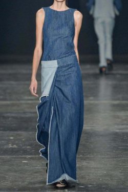 Casual Blue Ruffled Patchwork Denim Dress - Sleeveless Y2K Summer Outfit, 90s Grunge Fashion