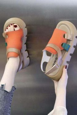 Casual Orange Peep Toe Buckle Strap Platform Sandals - Y2K Summer, 90s Fashion, Grunge Outfits