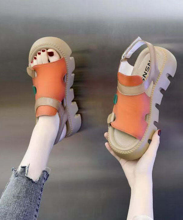 Casual Orange Peep Toe Buckle Strap Platform Sandals - Y2K Summer, 90s Fashion, Grunge Outfits