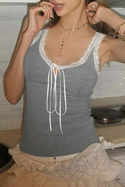 Cate Lace Detailed Tank Top - Y2K Summer, 90s Grunge, Retro Style, Y2K Party & Club Outfits