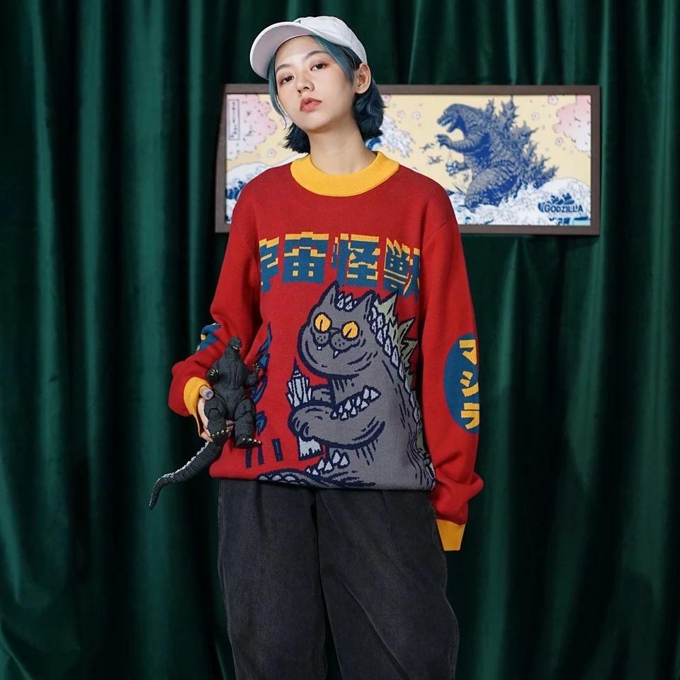 Catzilla Monster Sweatshirt - Y2K Grunge, 90s Retro, Pastel Goth, Y2K Club & Party Outfits
