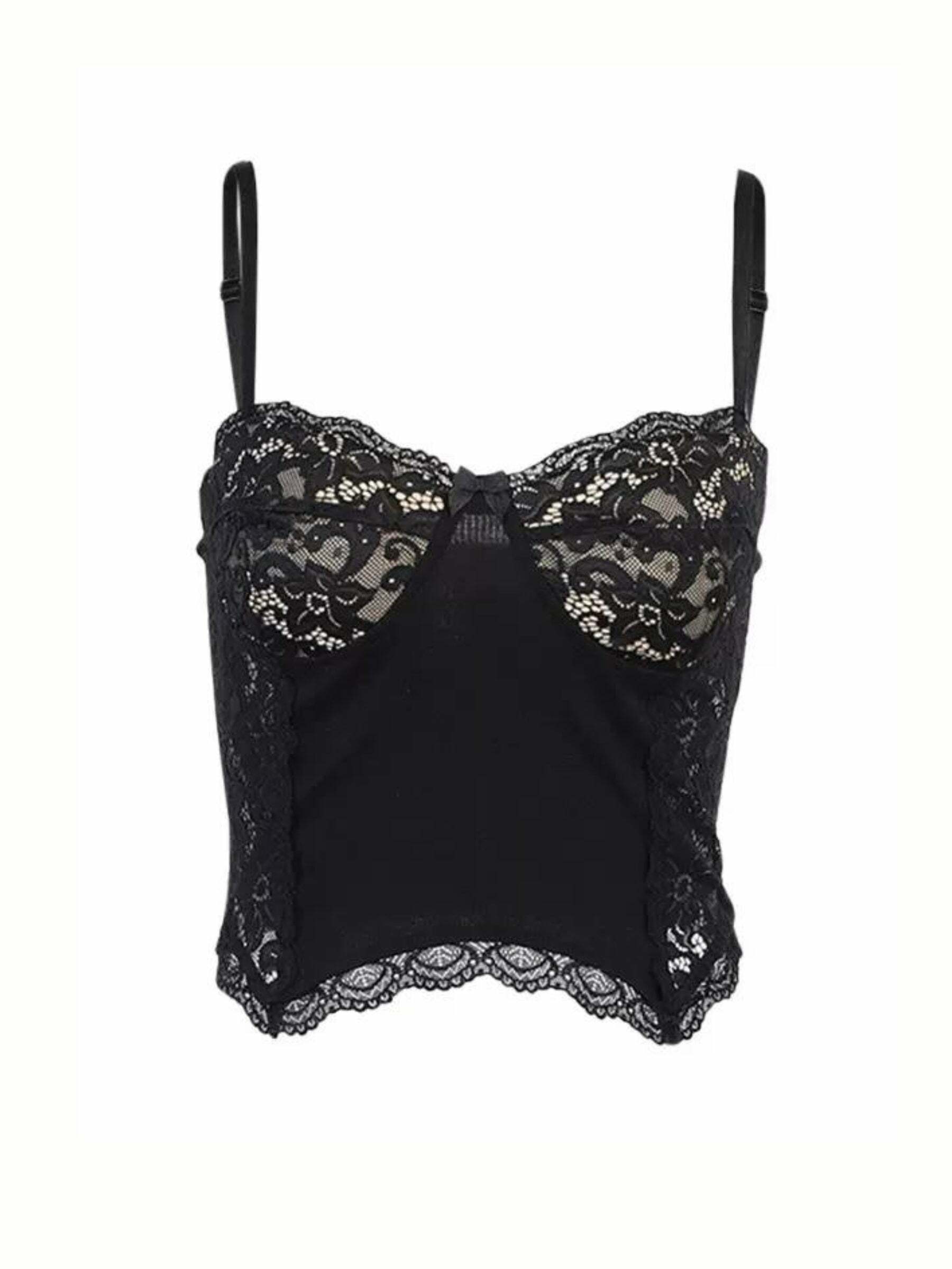Chany Lace Detail Crop Top - Y2K Summer, 90s Fashion, Grunge, Retro, Baby Tees, Y2K Club
