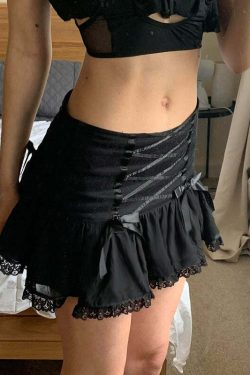 Charlize Lace Detailed Mini Skirt - Y2K Summer, 90s Fashion, Grunge, Retro, Pastel Goth Outfit