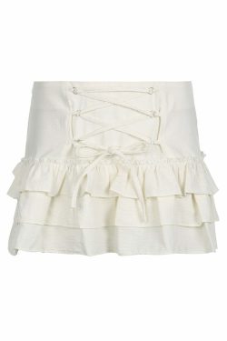 Charlize Lace Detailed Mini Skirt - Y2K Summer, 90s Fashion, Grunge, Retro, Pastel Goth Outfit