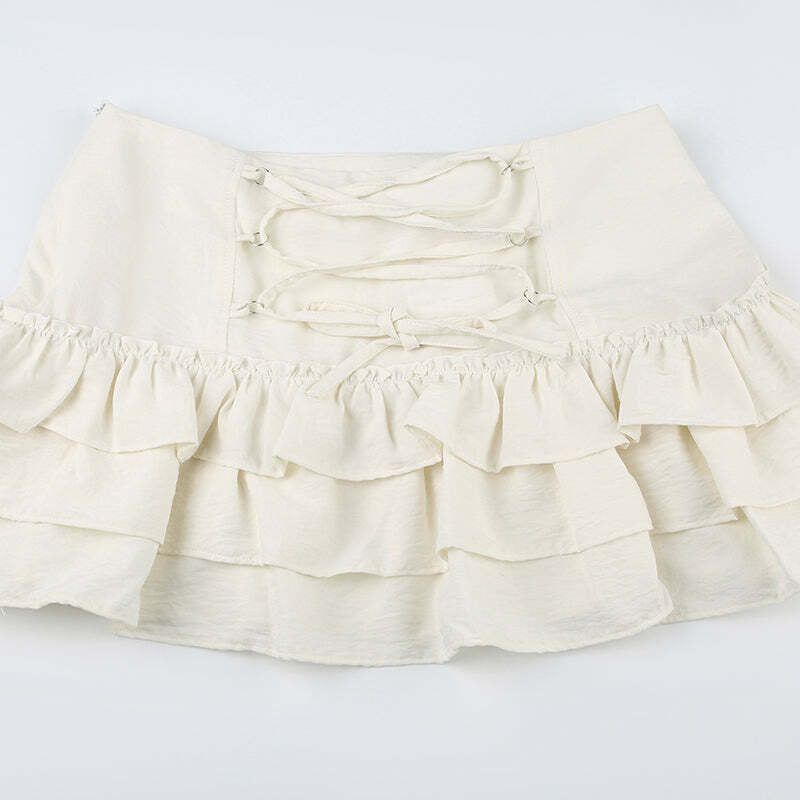 Charlize Lace Detailed Mini Skirt - Y2K Summer, 90s Fashion, Grunge, Retro, Pastel Goth Outfit