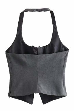 Chaya Bow Trim Halter Top - Y2K Summer Grunge, 90s Retro, Pastel Goth, Y2K Party Outfit