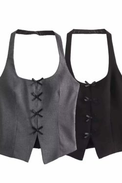 Chaya Bow Trim Halter Top - Y2K Summer Grunge, 90s Retro, Pastel Goth, Y2K Party Outfit