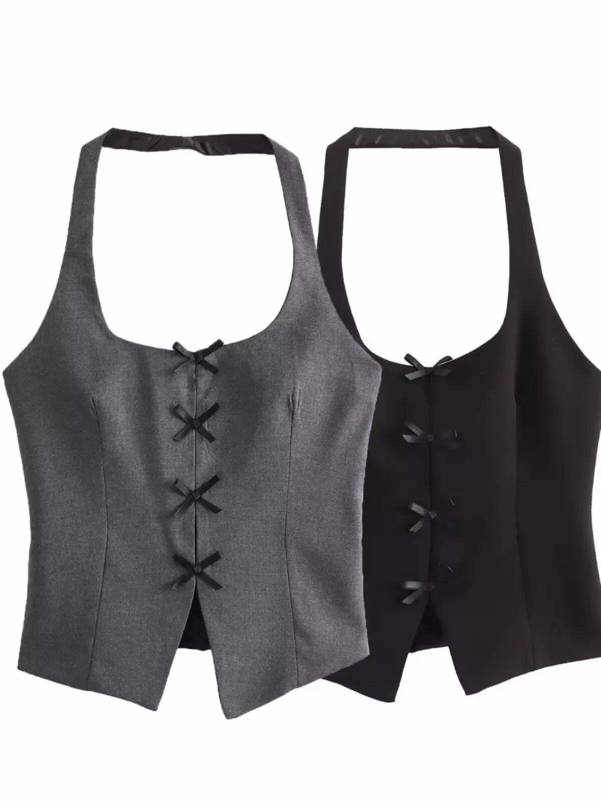 Chaya Bow Trim Halter Top - Y2K Summer Grunge, 90s Retro, Pastel Goth, Y2K Party Outfit