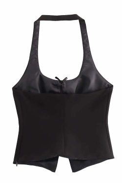 Chaya Bow Trim Halter Top - Y2K Summer Grunge, 90s Retro, Pastel Goth, Y2K Party Outfit