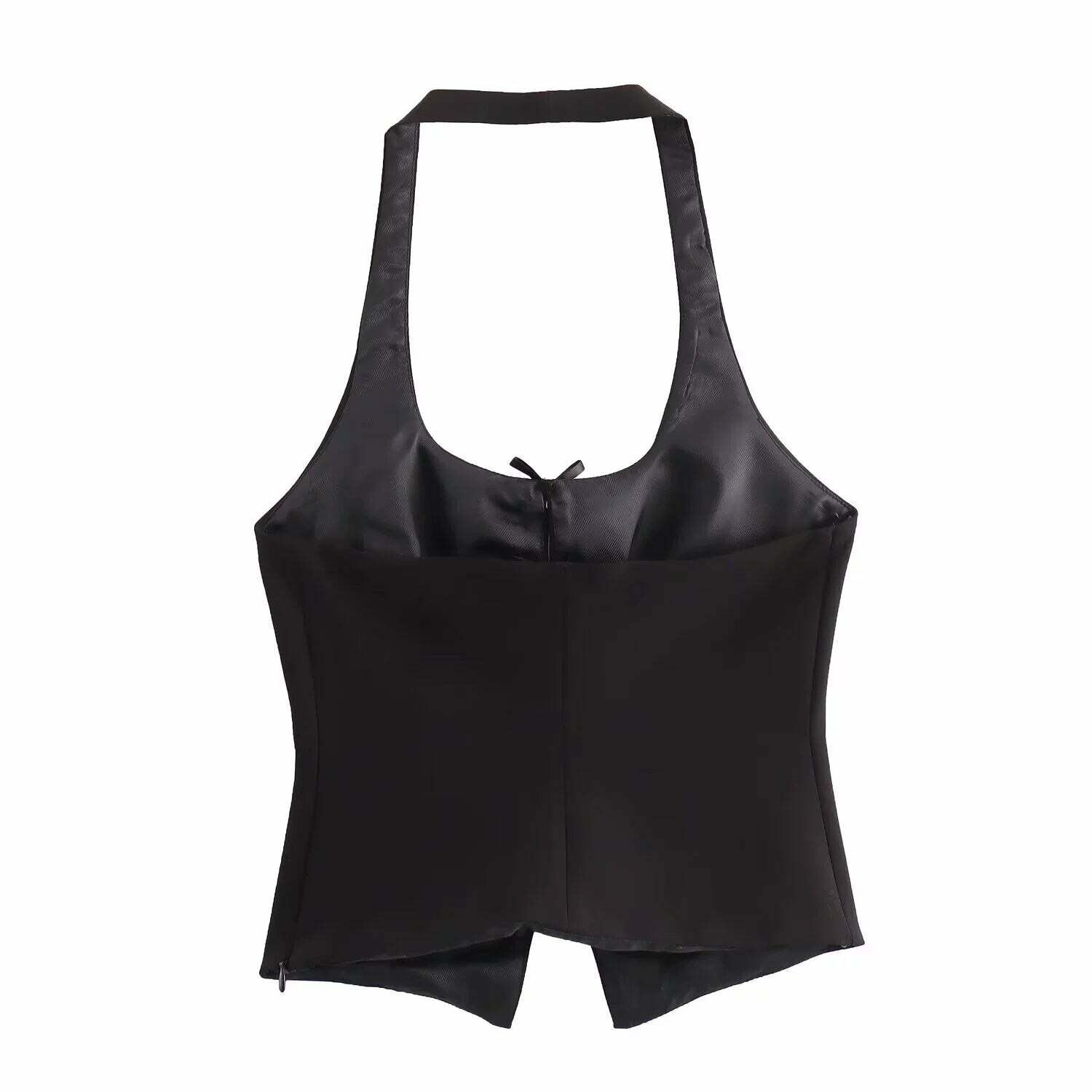 Chaya Bow Trim Halter Top - Y2K Summer Grunge, 90s Retro, Pastel Goth, Y2K Party Outfit