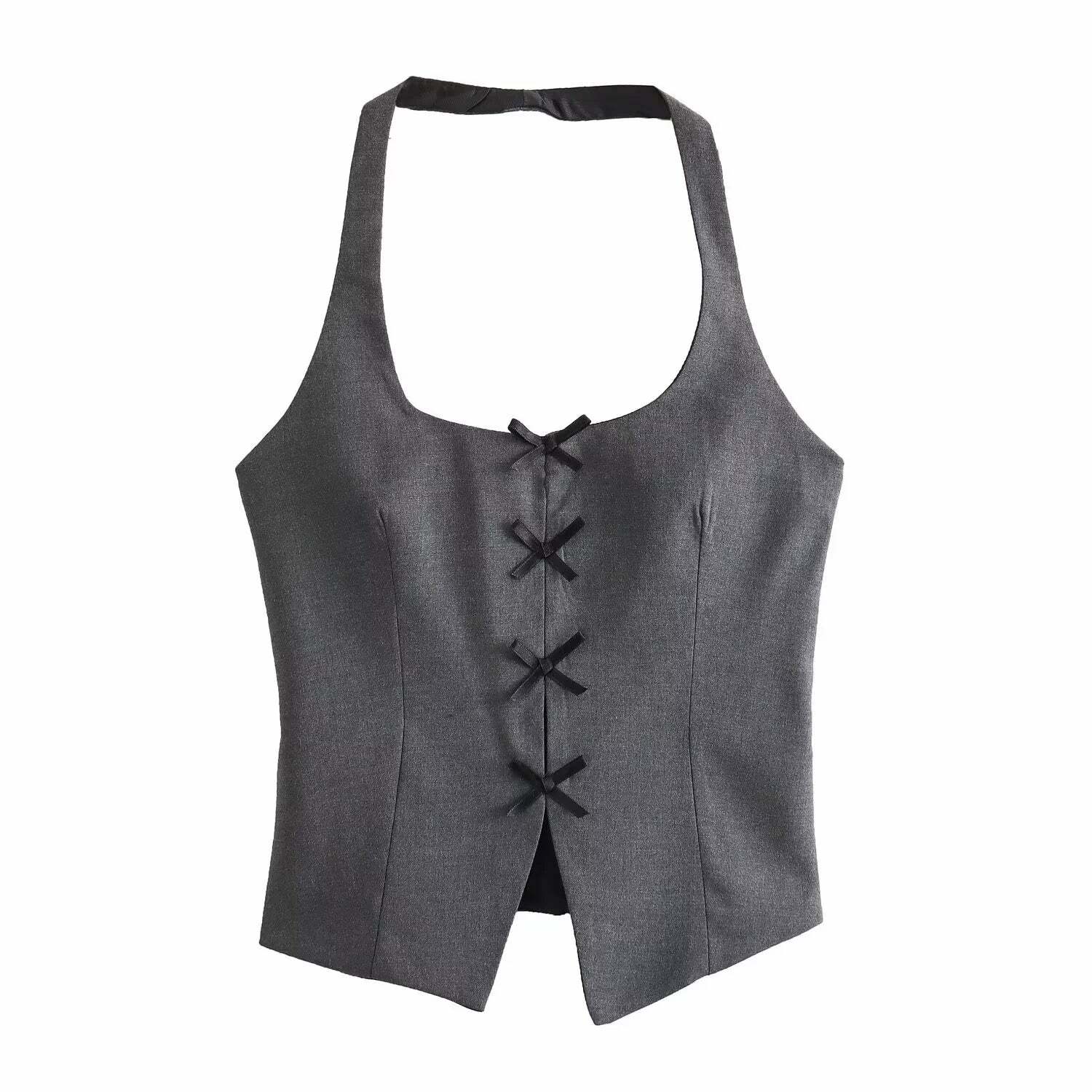 Chaya Bow Trim Halter Top - Y2K Summer Grunge, 90s Retro, Pastel Goth, Y2K Party Outfit