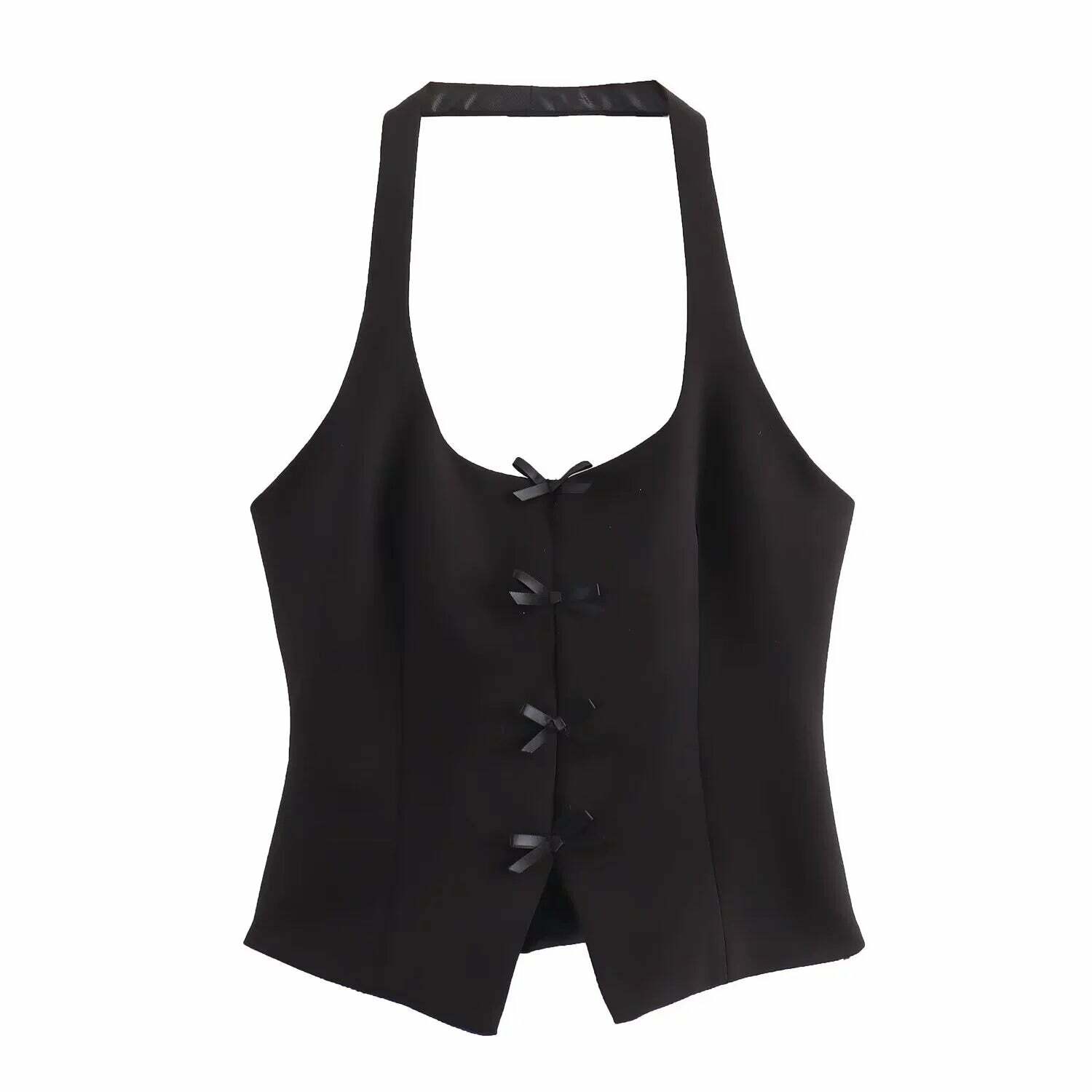 Chaya Bow Trim Halter Top - Y2K Summer Grunge, 90s Retro, Pastel Goth, Y2K Party Outfit