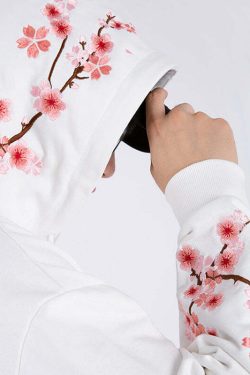 Cherry Blossom Butterfly Embroidered Hoodie - Y2K Summer, 90s Fashion, Grunge, Retro, Pastel Goth
