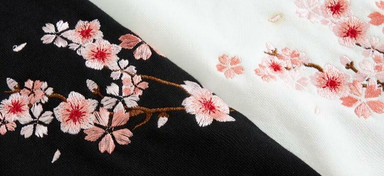 Cherry Blossom Butterfly Embroidered Hoodie - Y2K Summer, 90s Fashion, Grunge, Retro, Pastel Goth