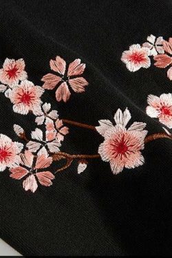 Cherry Blossom Butterfly Embroidered Hoodie - Y2K Summer, 90s Fashion, Grunge, Retro, Pastel Goth