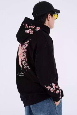 Cherry Blossom Butterfly Embroidered Hoodie - Y2K Summer, 90s Fashion, Grunge, Retro, Pastel Goth