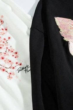 Cherry Blossom Butterfly Embroidered Hoodie - Y2K Summer, 90s Fashion, Grunge, Retro, Pastel Goth