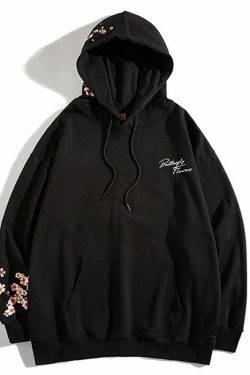 Cherry Blossom Butterfly Embroidered Hoodie - Y2K Summer, 90s Fashion, Grunge, Retro, Pastel Goth