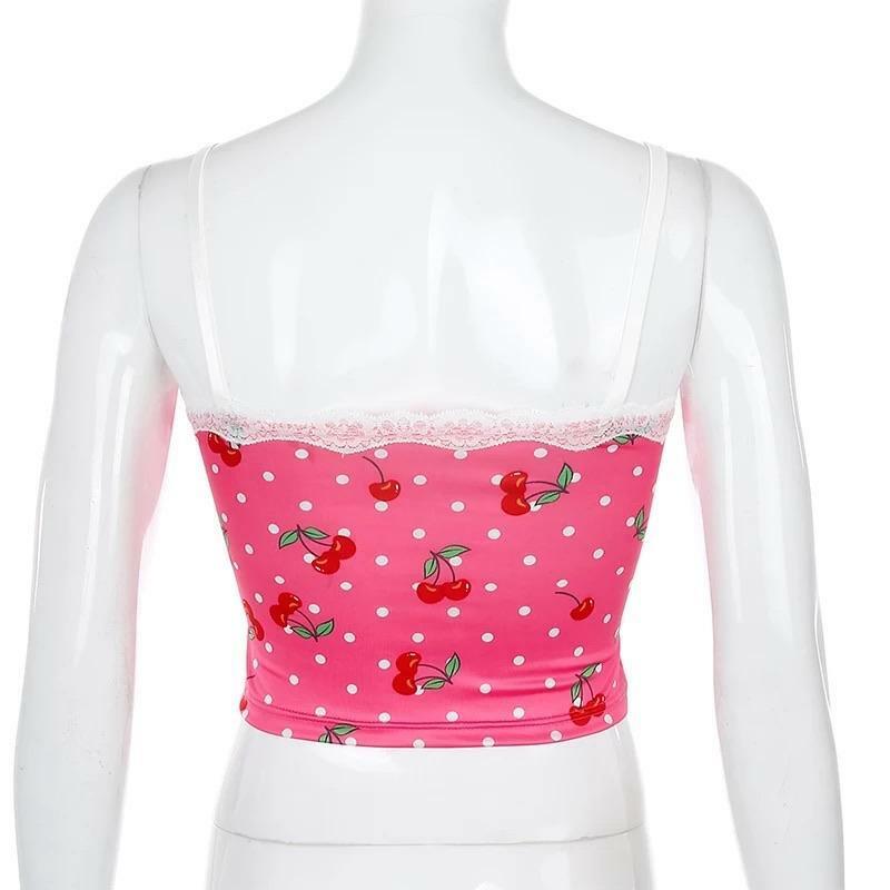 Cherry Chub Lace Top - Y2K Summer Grunge, 90s Retro, Pastel Goth, Y2K Party & Club Outfits