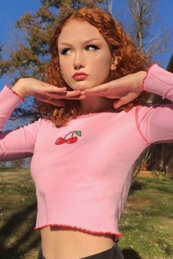Cherry Crop Top - Y2K Summer, 90s Fashion, Grunge, Retro, Pastel Goth, Y2K Party Outfit