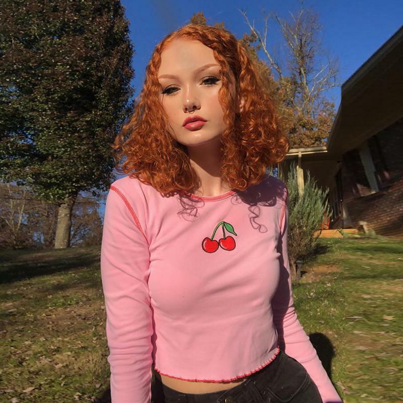 Cherry Crop Top - Y2K Summer, 90s Fashion, Grunge, Retro, Pastel Goth, Y2K Party Outfit